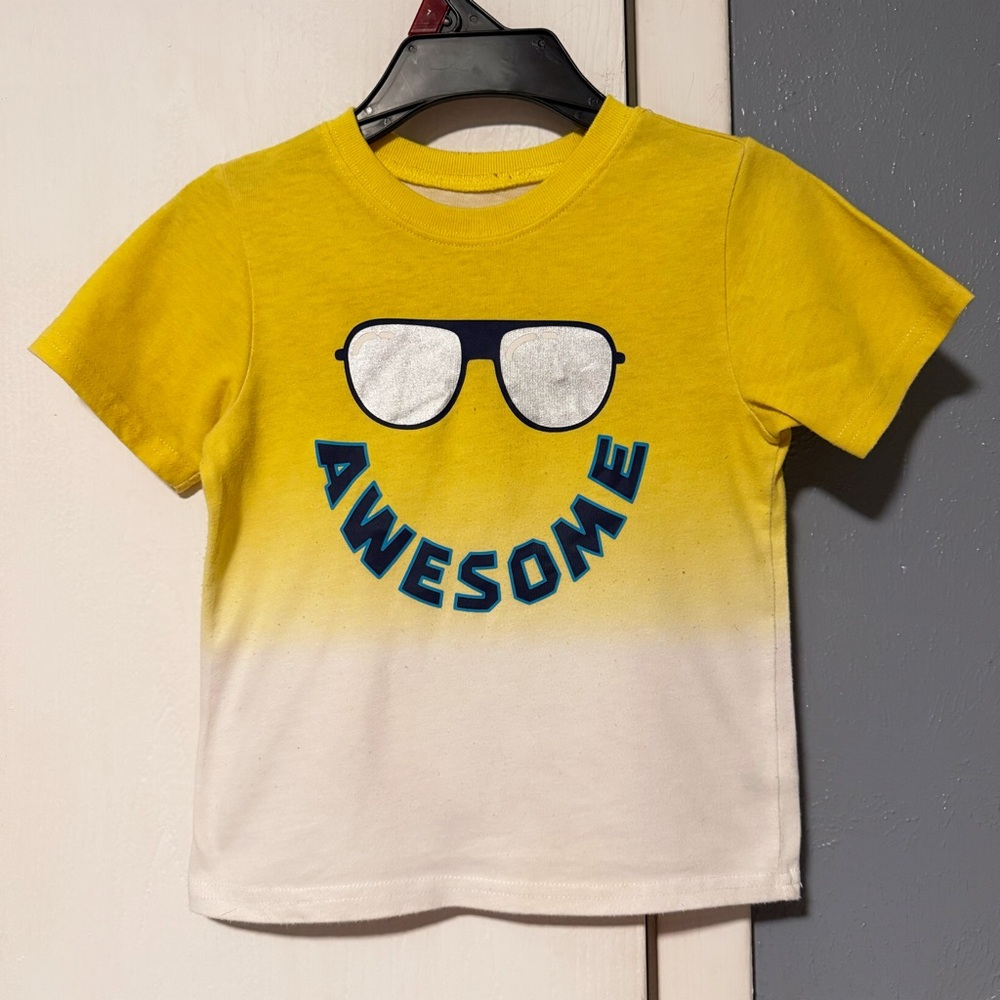 Kids Yellow & White 'Awesome' Graphic Tee